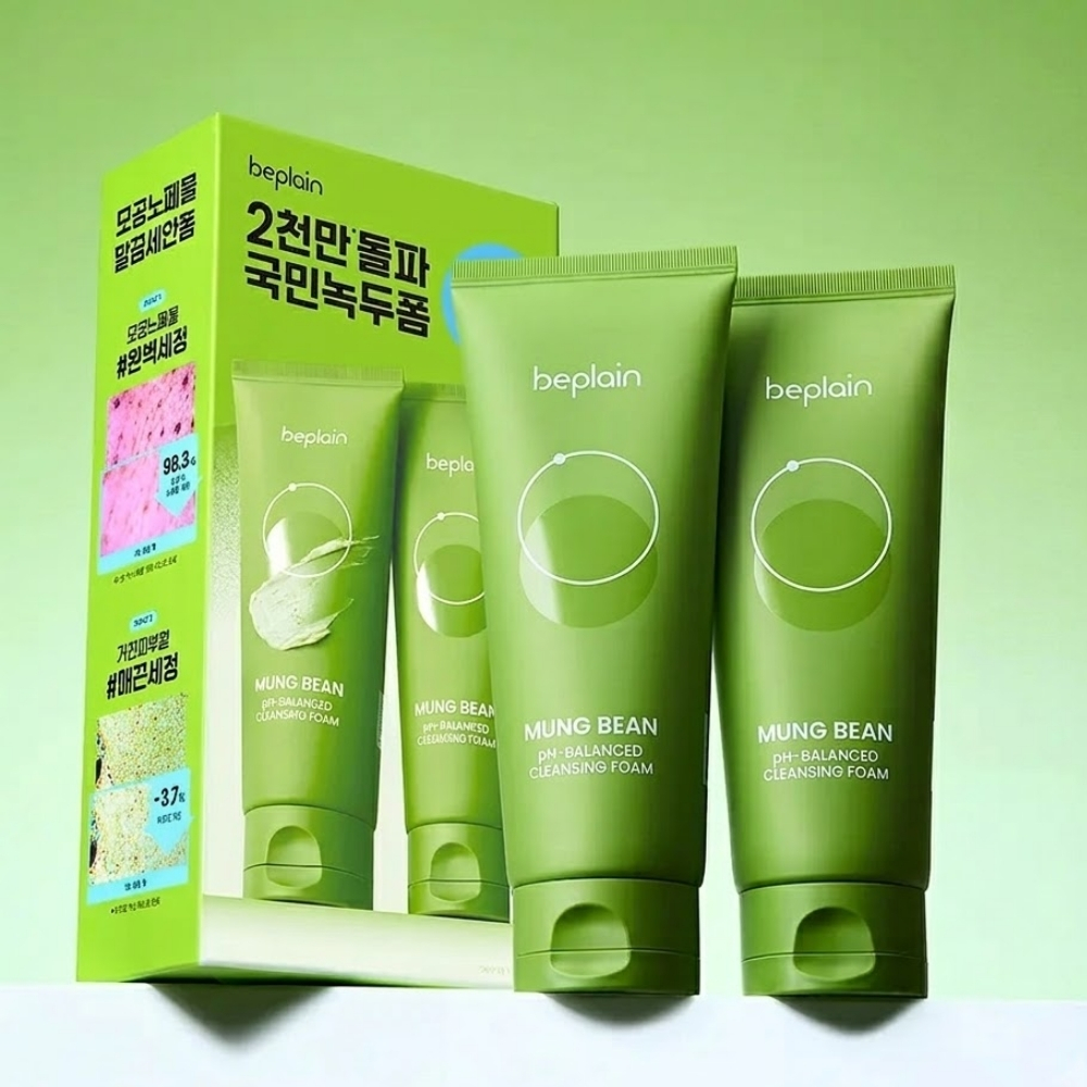 【beplain】緑豆 弱酸性 クレンジングフォーム 160ml 1+1