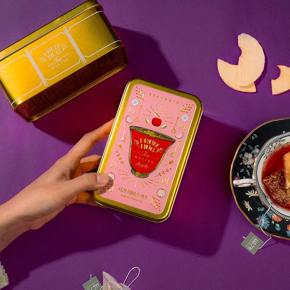 【双渓名茶】フルーツハグティー 缶 アップルハイビスカス
