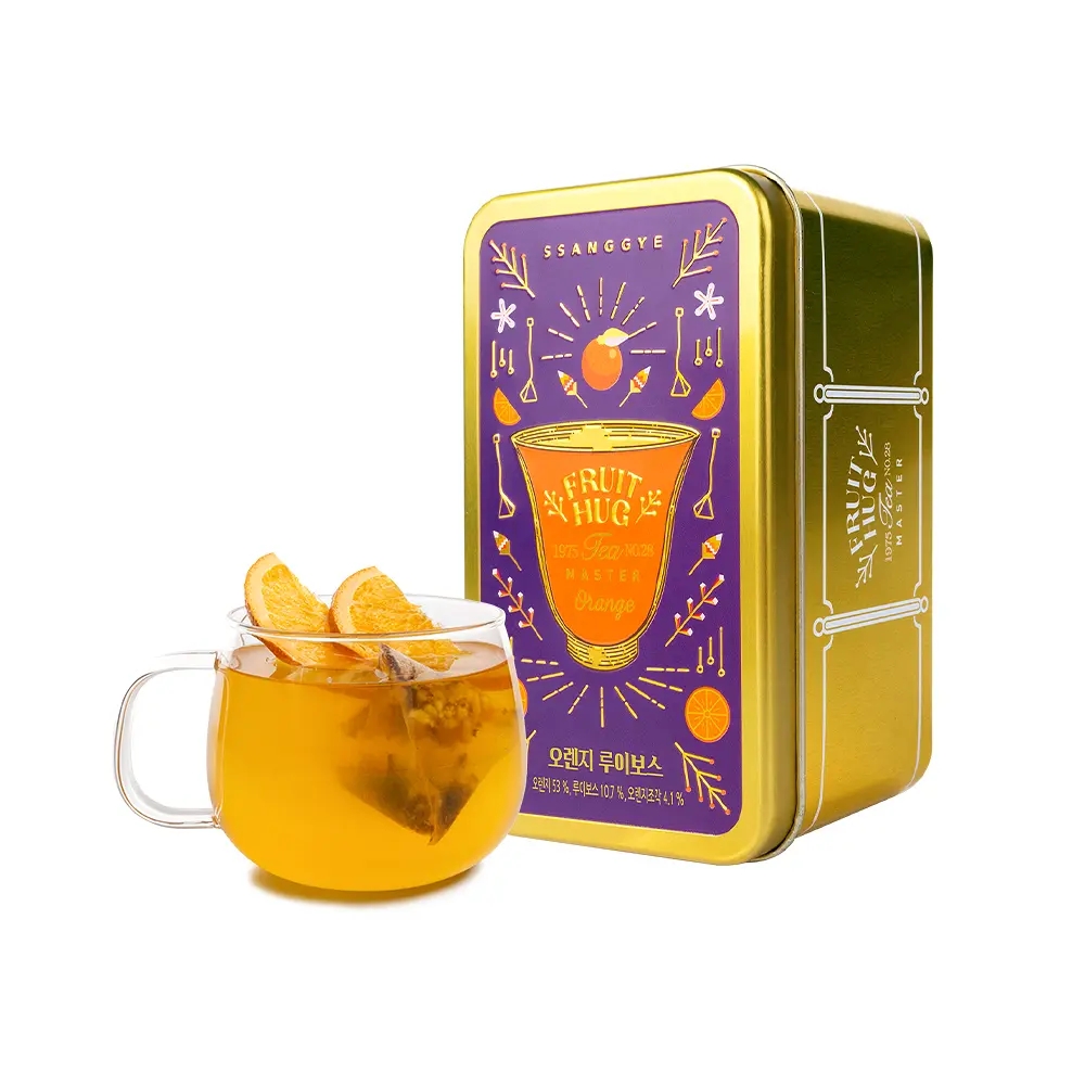 【双渓名茶】フルーツハグティー 缶 オレンジルイボス